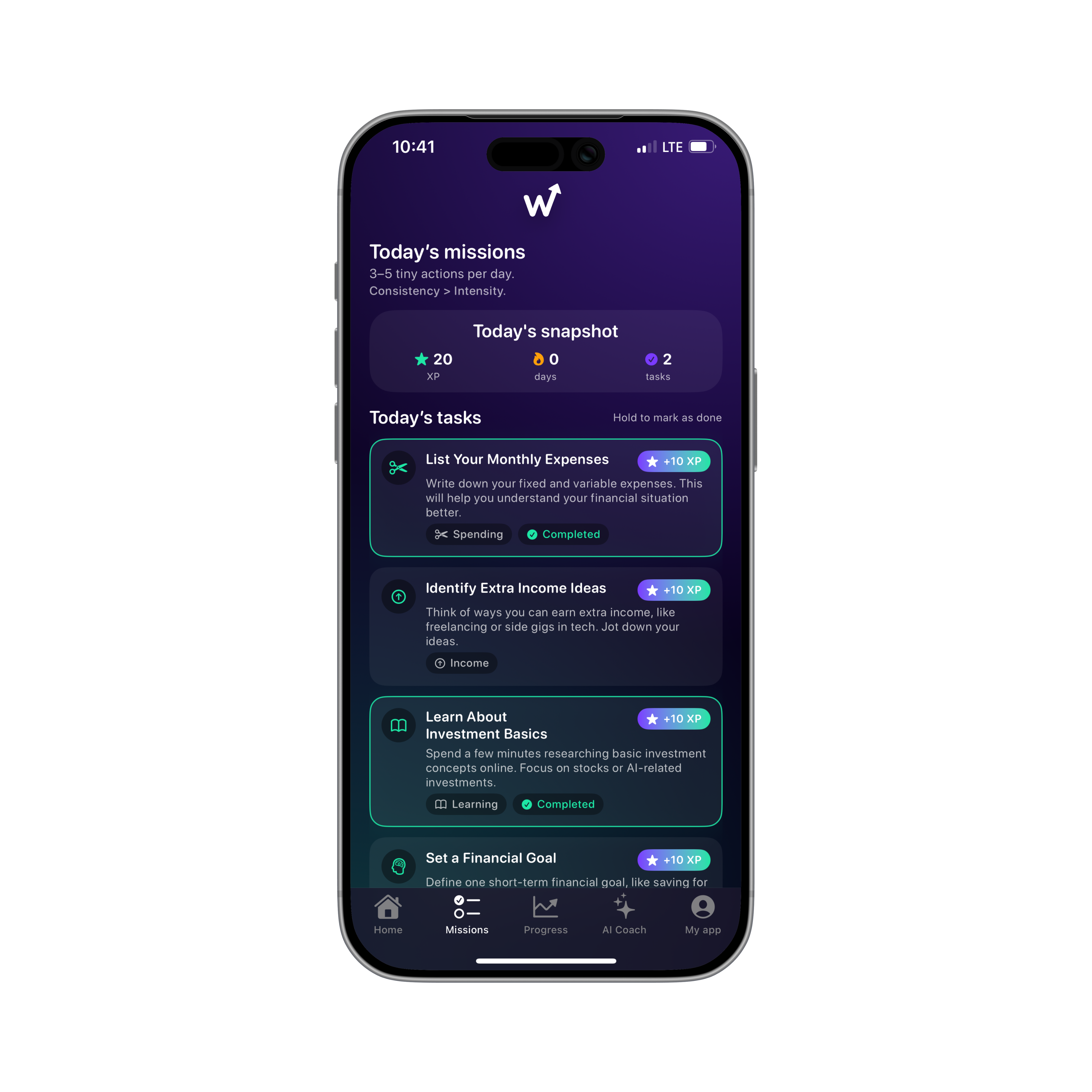 Daily missions preview